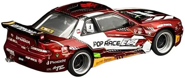 Alt view image 4 of 6 - Pandem S13 RHD (Right Hand Drive) "EVA RT Production Model-02" Red Metallic with Graphics 1/64 Diecast Model Car by Pop Race