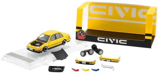 Alt view image 2 of 6 - Honda Civic EF2 Custom Yellow with Alternate Parts 1/64 Diecast Model Car by BM Creations