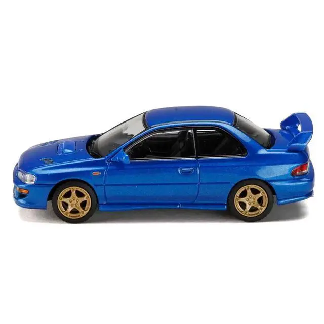 Alt view image 2 of 6 - Subaru Impreza WRX Type R Sti Version V RHD Sonic Blue Mica "JDM64" Series 1/64 Diecast Model Car by Hobby Japan