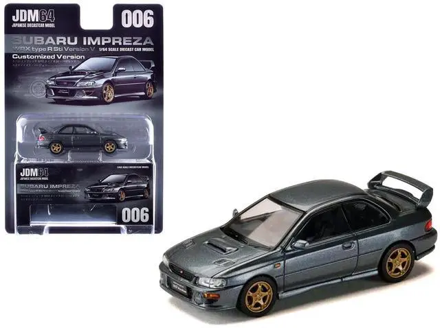 Main image of Subaru Impreza WRX Type R Sti Version V RHD Cool Gray Metallic "JDM64" Series 1/64 Diecast Model Car by Hobby Japan