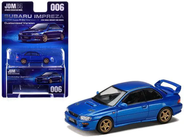 Main image of Subaru Impreza WRX Type R Sti Version V RHD Sonic Blue Mica "JDM64" Series 1/64 Diecast Model Car by Hobby Japan