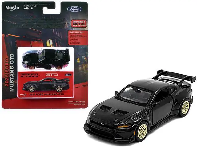 Main image of 2025 Ford Mustang GTD Black Metallic "Speed Icons" Series 1/64 Diecast Model Car by Maisto
