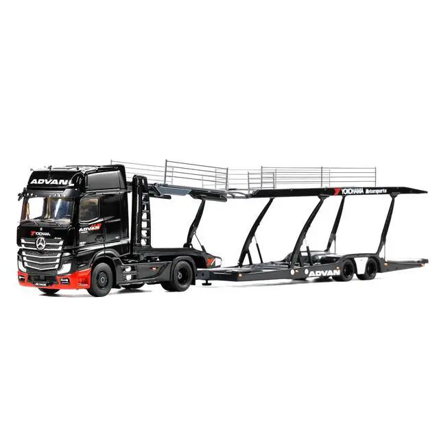 Alt view image 4 of 6 - Mercedes-Benz Actros Gigaspace Auto Transporter "ADVAN Yokohama" Black 1/64 Diecast Model by GCD