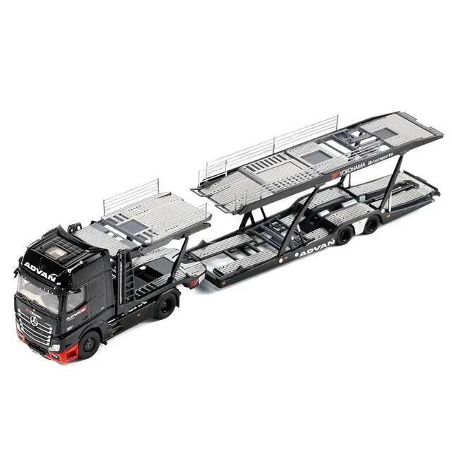 Alt view image 3 of 6 - Mercedes-Benz Actros Gigaspace Auto Transporter "ADVAN Yokohama" Black 1/64 Diecast Model by GCD