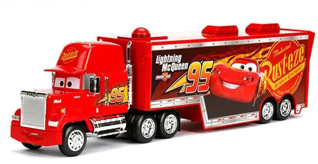 Main image of Mack Tractor Truck with Hauler Red "Disney & Pixar Cars" Movie "Hollywood Rides" Series Diecast Model Car by Jada