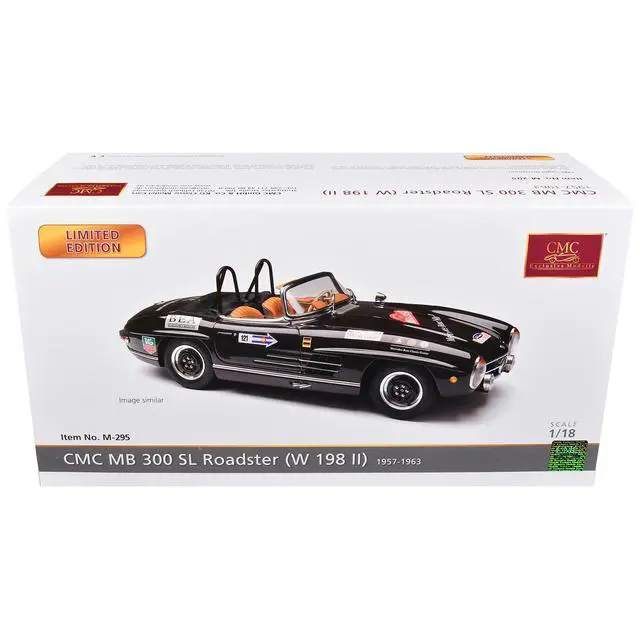 Alt view image 5 of 6 - Mercedes-Benz 300 SL (W198 II) Roadster "Racing Version" Brown with Graphics Limited Ed 1/18 Diecast Model Car by CMC