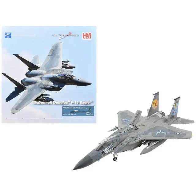 Main image of McDonnell Douglas F-15C Eagle Fighter Aircraft "Florida ANG 75th" 2022 US Air Force 1/72 Diecast Model by Hobby Master