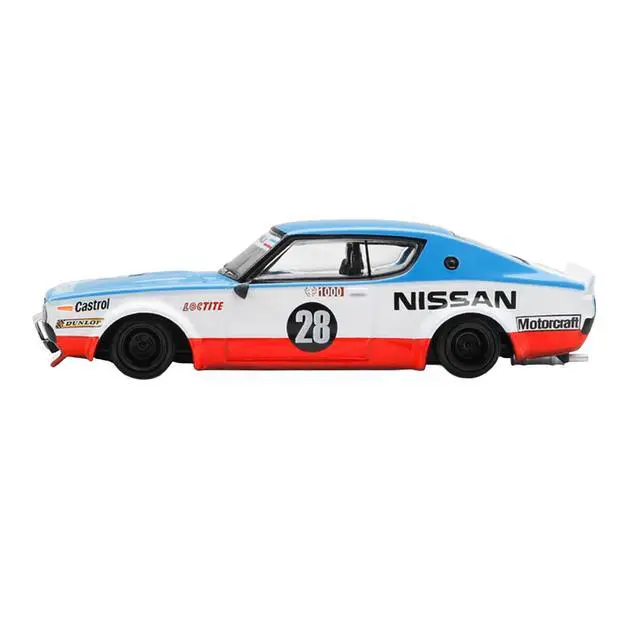 Alt view image 2 of 6 - Nissan Skyline Kenmeri RHD #28 "Liberty Walk - Nissan Racing 1975 Concept" Blue & White w/Red 1/64 Diecast Model Car by Mini GT