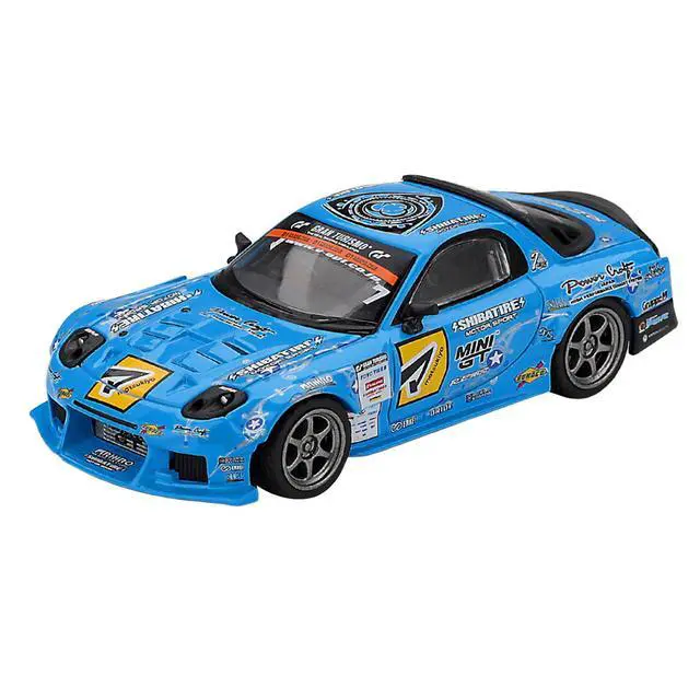 Alt view image 4 of 6 - Mazda RX-7 RE-Amemiya RHD (Right Hand Drive) Blue with Graphics "D1GP" (2025) Limited Edition 1/64 Diecast Model Car by Mini GT