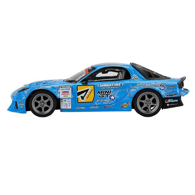 Alt view image 2 of 6 - Mazda RX-7 RE-Amemiya RHD (Right Hand Drive) Blue with Graphics "D1GP" (2025) Limited Edition 1/64 Diecast Model Car by Mini GT