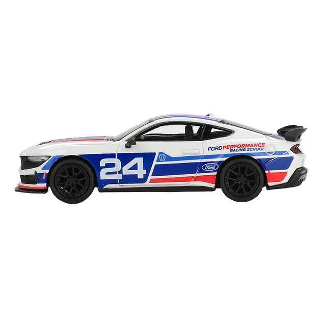 Alt view image 2 of 6 - Ford Mustang Dark Horse #24 "Ford Performance Racing School" White with Red and Blue Graphics 1/64 Diecast Model Car by Mini GT