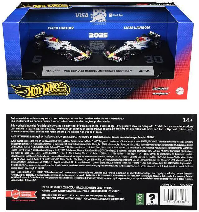 Alt view image 3 of 3 - "Visa Cash App Racing Bulls Formula One Team" F1 World Championship (2025) 2 Piece Set Diecast Model Cars by Hot Wheels