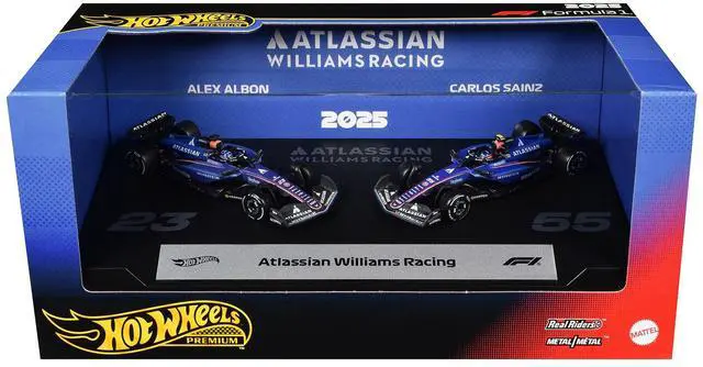 Main image of "Atlassian Williams Racing" Formula One F1 World Championship (2025) 2 Piece Set Diecast Model Cars by Hot Wheels