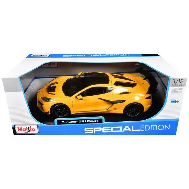 Alt view image 6 of 6 - Chevrolet Corvette ZR1 Coupe Yellow with Carbon Top "Special Edition" Series 1/18 Diecast Model Car by Maisto