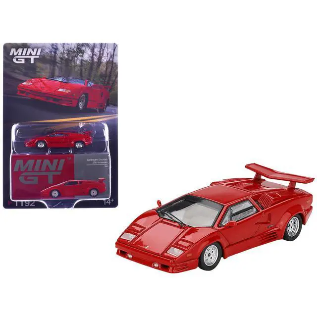 Alt view image 6 of 6 - Lamborghini Countach "25th Anniversary" Red Limited Edition 1/64 Diecast Model Car by Mini GT
