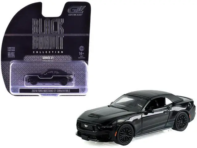 Main image of 2024 Ford Mustang GT Convertible Black "Black Bandit" Series 31 1/64 Diecast Model Car by Greenlight