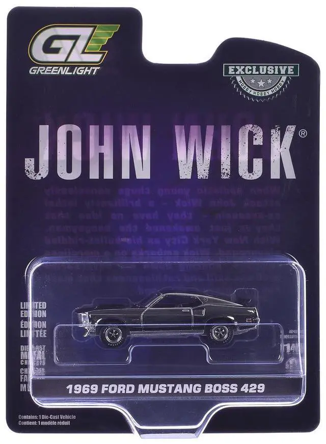 Alt view image 3 of 3 - 1969 Ford Mustang Boss 429 Silver Chrome Edition with Black "John Wick" (2014) Movie 1/64 Diecast Model Car by Greenlight