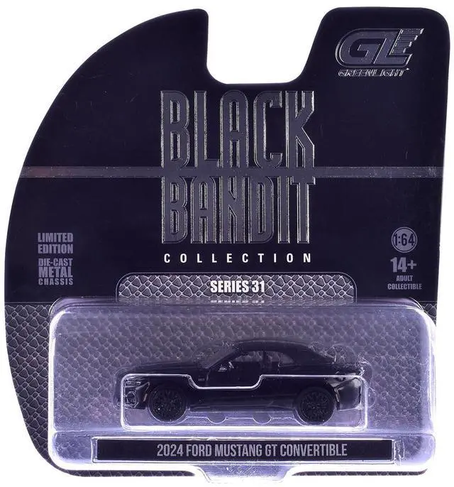 Alt view image 6 of 6 - 2024 Ford Mustang GT Convertible Black "Black Bandit" Series 31 1/64 Diecast Model Car by Greenlight