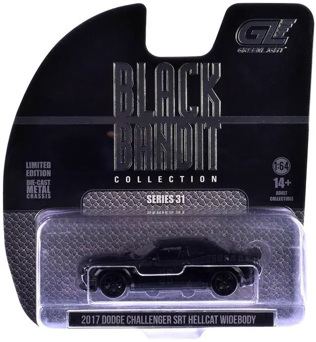Alt view image 6 of 6 - 2017 Dodge Challenger SRT Hellcat Widebody Black "Black Bandit" Series 31 1/64 Diecast Model Car by Greenlight