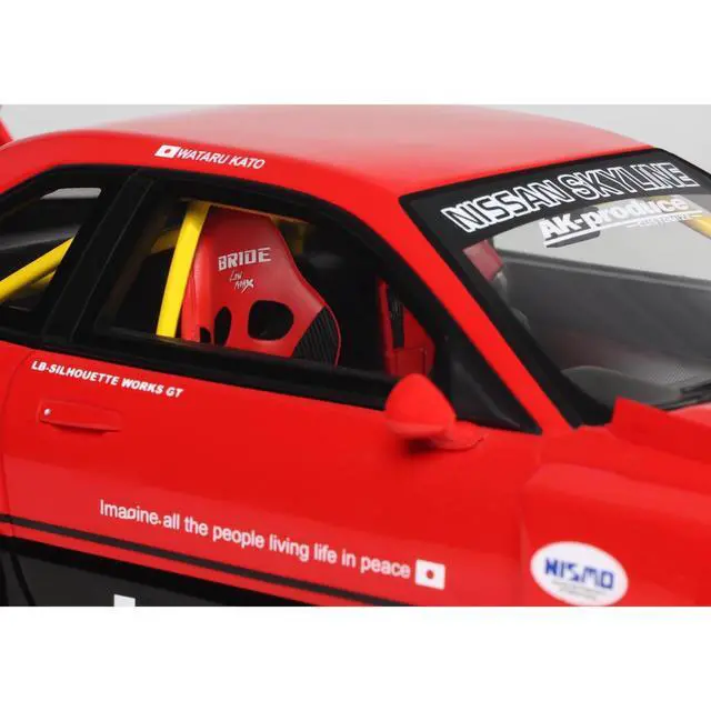 Alt view image 2 of 7 - 2020 Nissan Skyline GT-R (R34) LB-Super Silhouette RHD (Right Hand Drive) #5 Red and Black 1/18 Model Car by GT Spirit