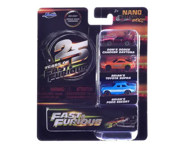 Alt view image 6 of 6 - "Fast & Furious 25th Anniversary" 3 piece Set #2 "Nano Hollywood Rides" Diecast Model Cars by Jada