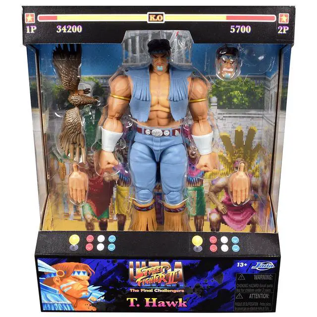 Alt view image 7 of 7 - T. Hawk 7.5" Moveable Figure w/Accessories & Alternate Head and Hands "Ultra Street Fighter II" (2017) Video Game Model by Jada