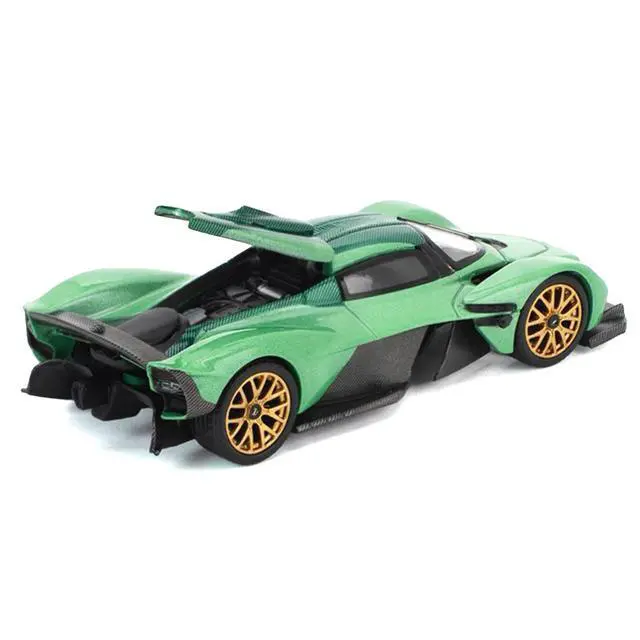 Alt view image 2 of 7 - Aston Martin Valkyrie Iridescent Emerald Metallic with Green Carbon Top 1/64 Diecast Model Car by Pop Race