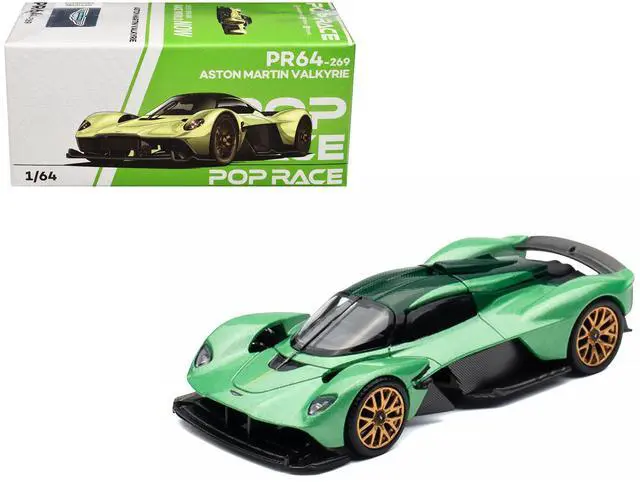 Main image of Aston Martin Valkyrie Iridescent Emerald Metallic with Green Carbon Top 1/64 Diecast Model Car by Pop Race