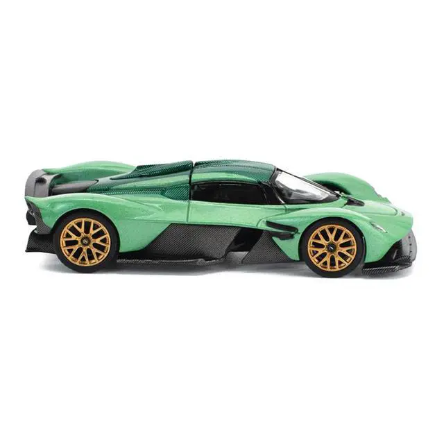 Alt view image 3 of 7 - Aston Martin Valkyrie Iridescent Emerald Metallic with Green Carbon Top 1/64 Diecast Model Car by Pop Race