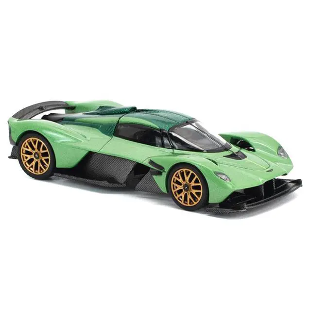 Alt view image 4 of 7 - Aston Martin Valkyrie Iridescent Emerald Metallic with Green Carbon Top 1/64 Diecast Model Car by Pop Race