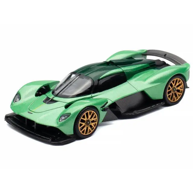 Alt view image 5 of 7 - Aston Martin Valkyrie Iridescent Emerald Metallic with Green Carbon Top 1/64 Diecast Model Car by Pop Race