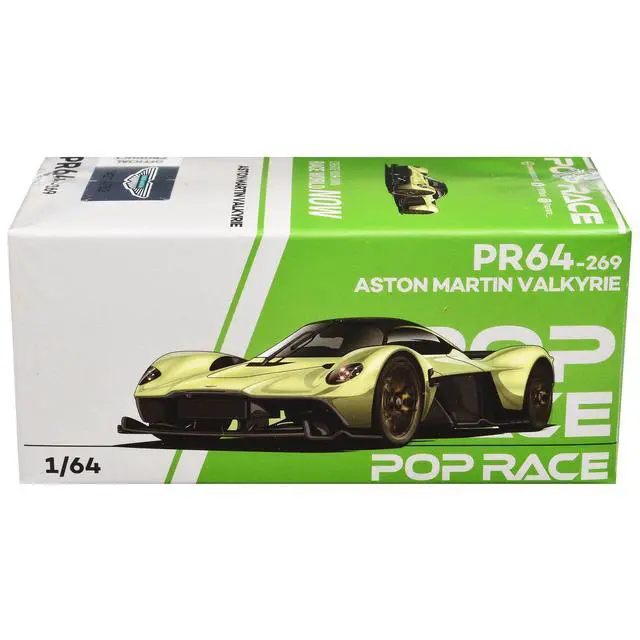 Alt view image 6 of 7 - Aston Martin Valkyrie Iridescent Emerald Metallic with Green Carbon Top 1/64 Diecast Model Car by Pop Race