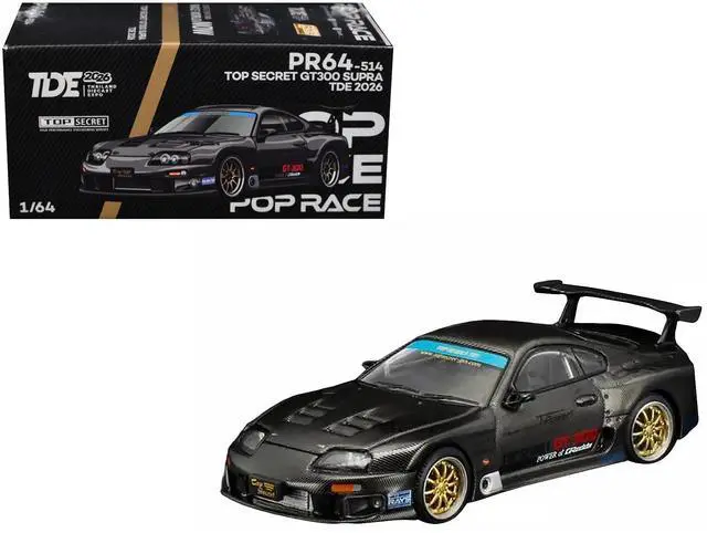 Main image of Toyota Supra "Top Secret" GT300 RHD Black Carbon "Thailand Diecast Expo 2026" 1/64 Diecast Model Car by Pop Race
