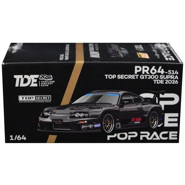 Alt view image 5 of 6 - Toyota Supra "Top Secret" GT300 RHD Black Carbon "Thailand Diecast Expo 2026" 1/64 Diecast Model Car by Pop Race