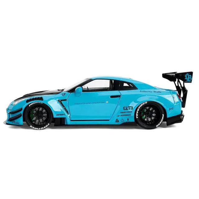 Alt view image 3 of 7 - Nissan GT-R (R35) Liberty Walk Body Kit 2.0 RHDBlue with Black Hood "Pink Slips" Series 1/18 Diecast Model Car by Jada