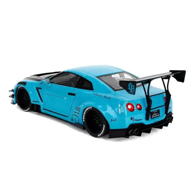 Alt view image 5 of 7 - Nissan GT-R (R35) Liberty Walk Body Kit 2.0 RHDBlue with Black Hood "Pink Slips" Series 1/18 Diecast Model Car by Jada