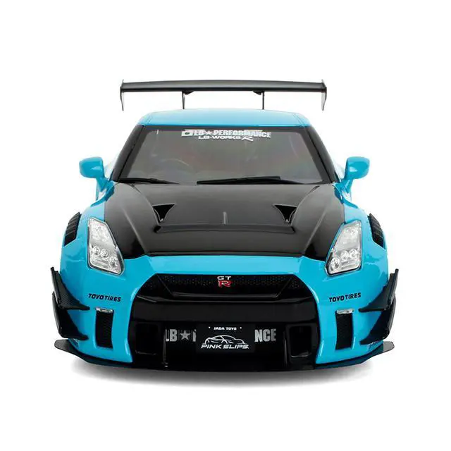 Alt view image 6 of 7 - Nissan GT-R (R35) Liberty Walk Body Kit 2.0 RHDBlue with Black Hood "Pink Slips" Series 1/18 Diecast Model Car by Jada