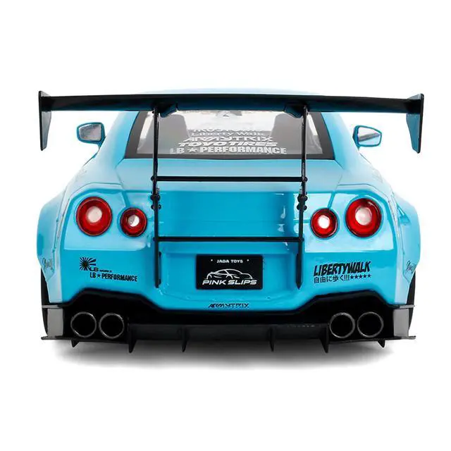 Alt view image 7 of 7 - Nissan GT-R (R35) Liberty Walk Body Kit 2.0 RHDBlue with Black Hood "Pink Slips" Series 1/18 Diecast Model Car by Jada