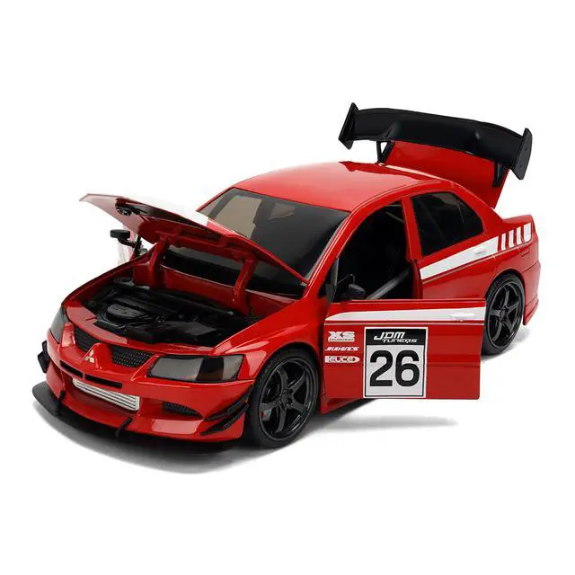 Alt view image 2 of 7 - 2006 Mitsubishi Lancer Evolution IX RHD #26 Red with White Graphics "JDM Tuners" Series 1/24 Diecast Model Car by Jada