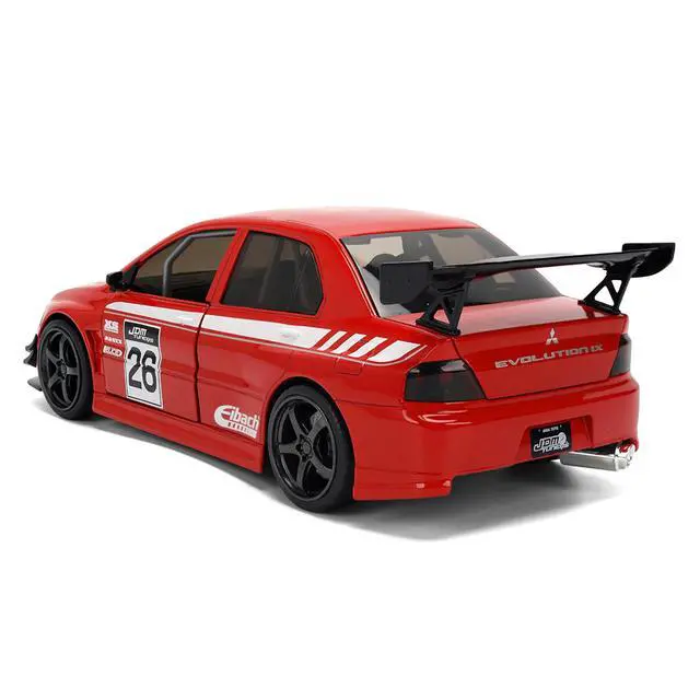 Alt view image 5 of 7 - 2006 Mitsubishi Lancer Evolution IX RHD #26 Red with White Graphics "JDM Tuners" Series 1/24 Diecast Model Car by Jada