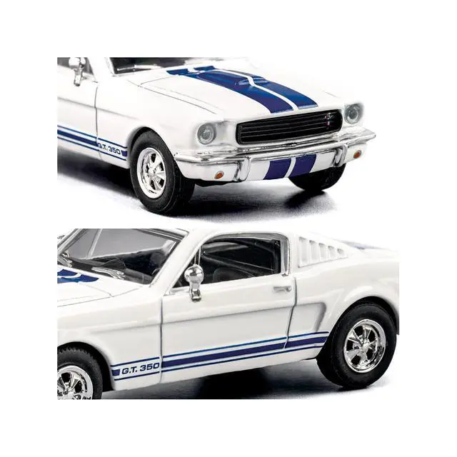 Alt view image 3 of 6 - 1965 Shelby GT350 White with Blue Stripes "Collection" Series 1/64 Diecast Model Car by Majorette