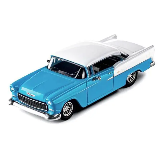 Alt view image 2 of 6 - 1955 Chevrolet Bel Air Blue and White "Collection" Series 1/64 Diecast Model Car by Majorette