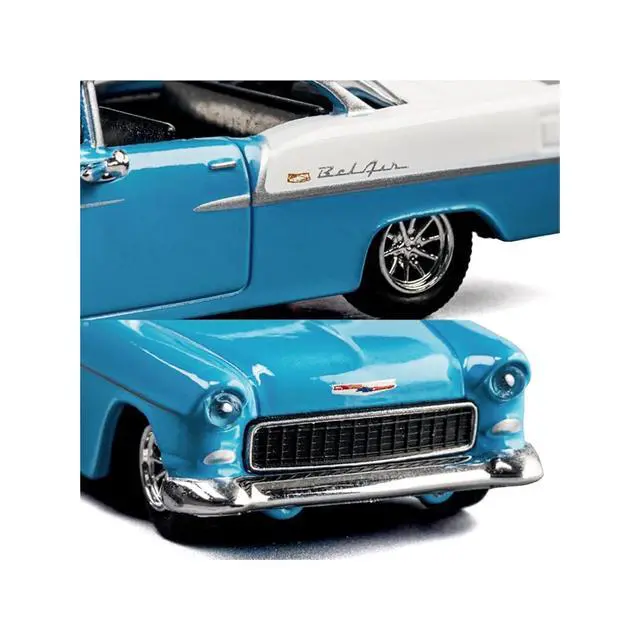 Alt view image 3 of 6 - 1955 Chevrolet Bel Air Blue and White "Collection" Series 1/64 Diecast Model Car by Majorette