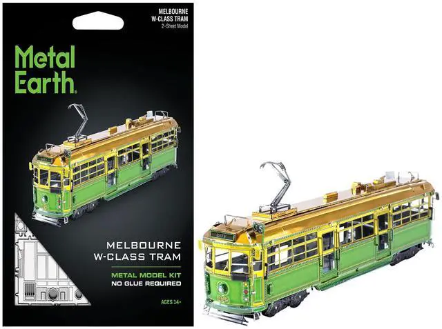 Alt view image 6 of 6 - Model Kit Melbourne W-class Tram Green and Gold (Moderate Difficulty) Steel Model by Metal Earth