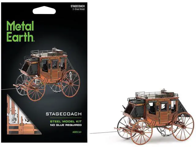 Alt view image 6 of 6 - Model Kit Wild West Stagecoach (Moderate Difficulty) Steel Model by Metal Earth