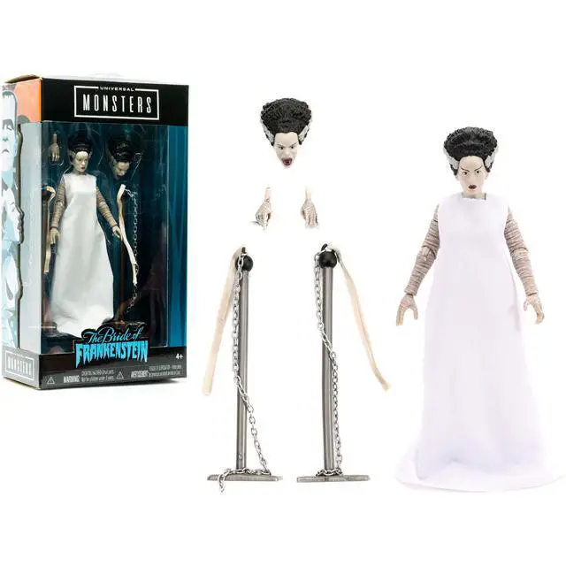 Alt view image 10 of 10 - The Bride of Frankenstein 6" Moveable Figurine with Chains and Alternate Head and Hands "Universal Monsters" Series by Jada