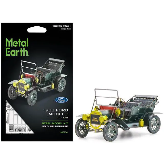 Alt view image 6 of 6 - Model Kit 1908 Ford Model T Dark Green (Moderate Difficulty) Steel Model by Metal Earth