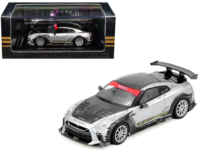 Alt view image 6 of 6 - Nissan GT-R (R35) Top Secret Silver Met w/Carbon Hood & Top "Tokyo Auto Salon Hong Kong" 1/64 Diecast Model Car by Inno Models