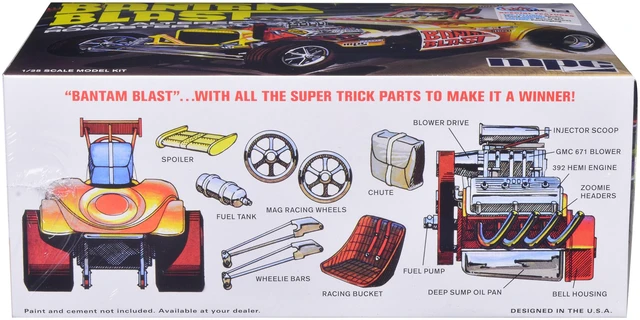Alt view image 2 of 6 - Skill 2 Model Kit "Bantam Blast" AA/FA Altered Roadster/Dragster 1/25 Scale Model by MPC
