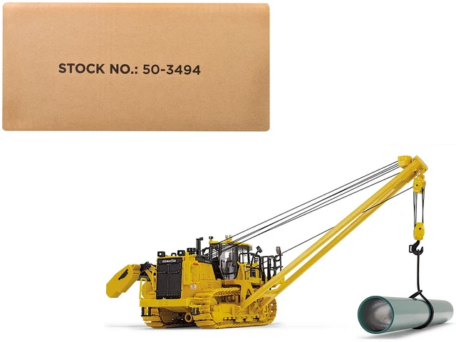 Alt view image 6 of 6 - Komatsu D155CX-8 With K170 Pipelayer Yellow with Accessories 1/50 Diecast Model by First Gear